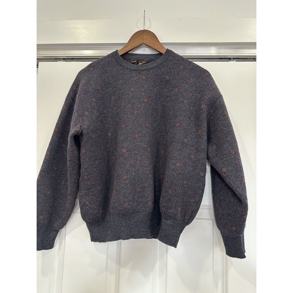 Brooks Brothers Mens M Blue 100% Merino Wool Crewneck Sweater Italy Grandpacore